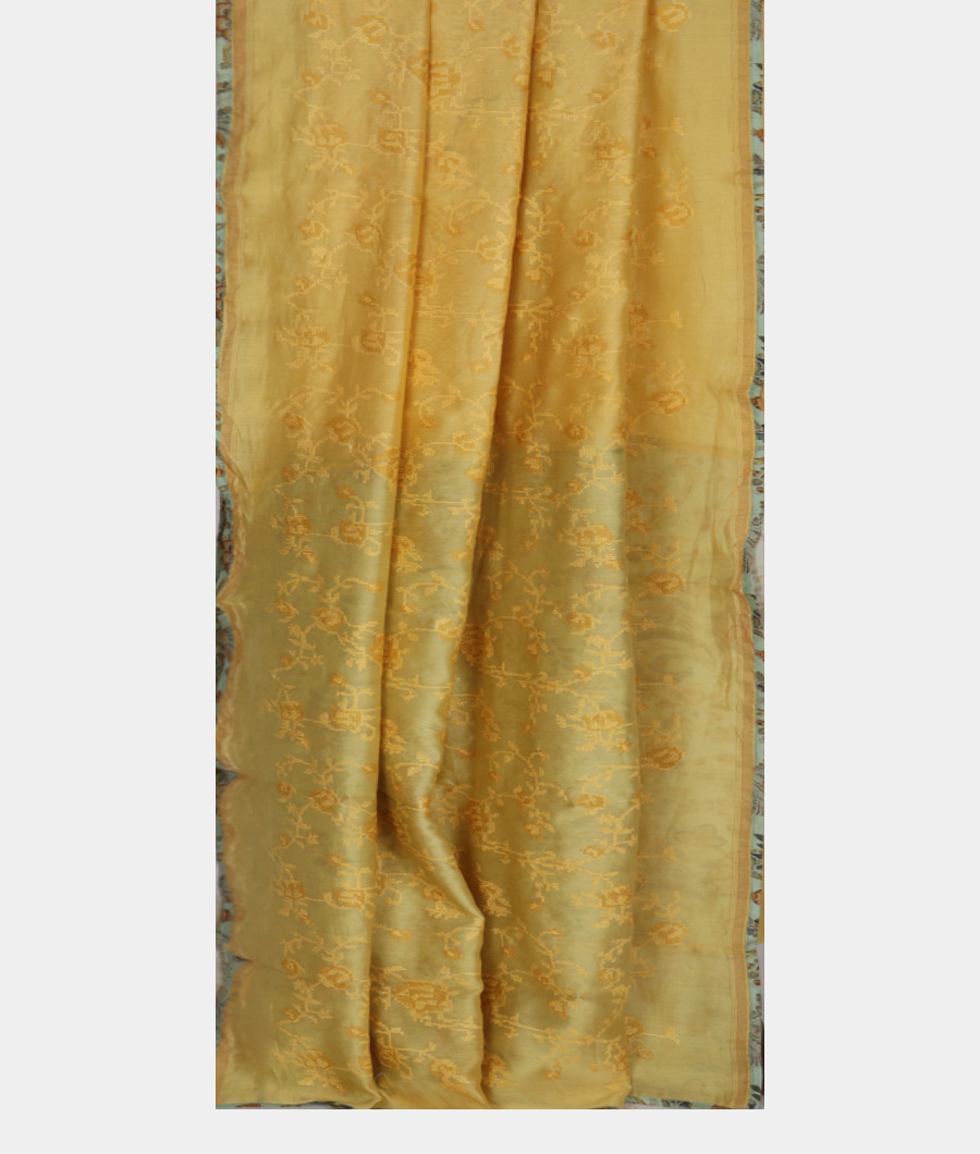 Yellow Chanderi Cotton Embroidery Saree T3305852