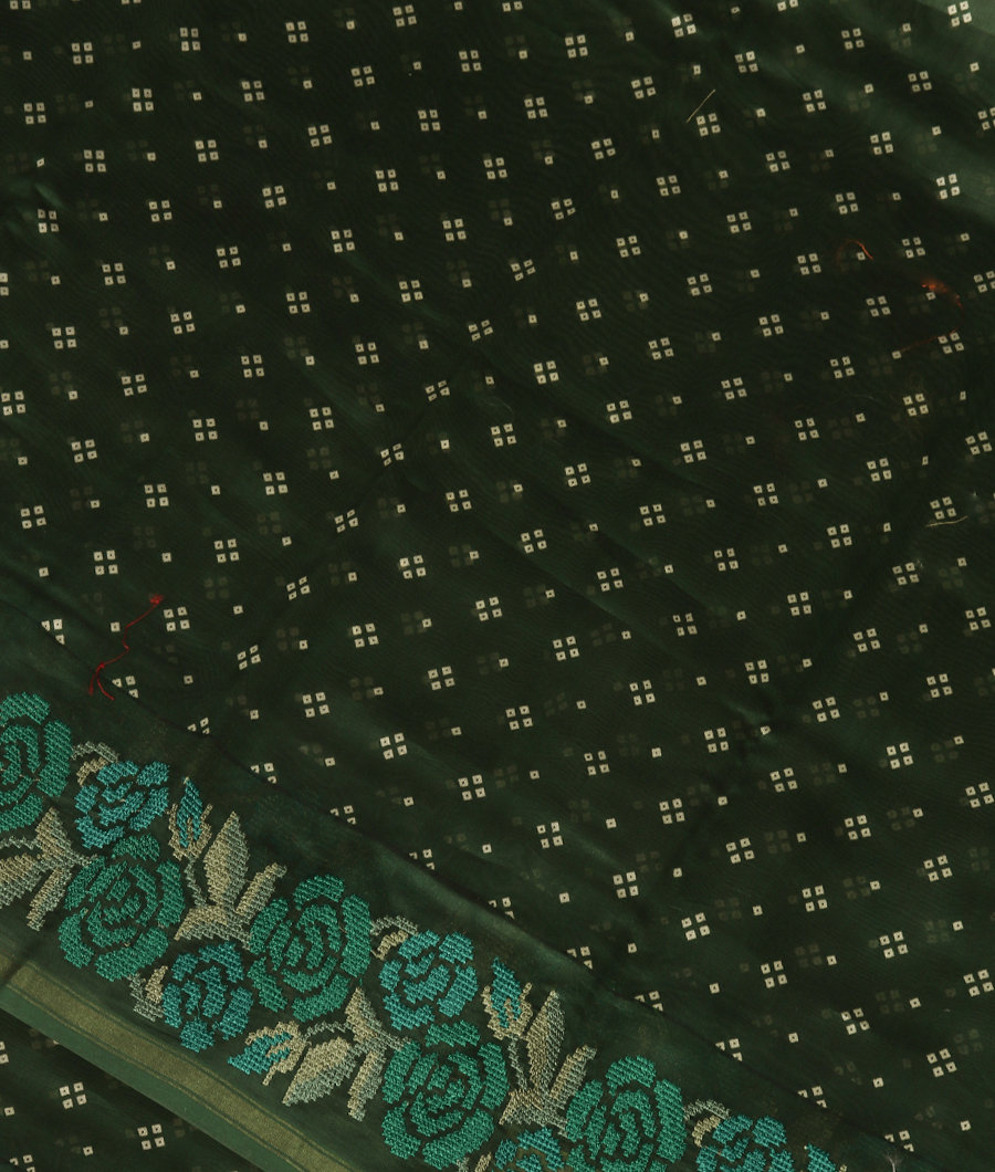 Green Soft Printed Cotton Saree T318514-image