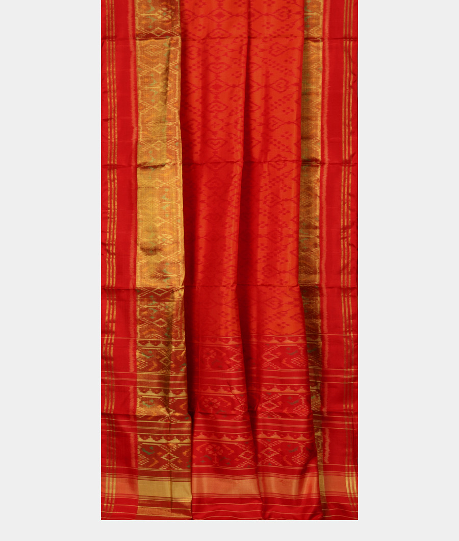 Rust Orange Patola Silk Saree T3039852