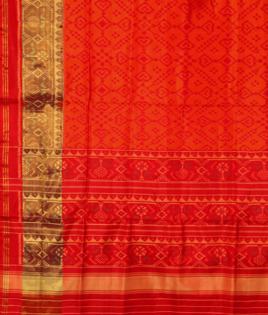 Rust Orange Patola Silk Saree T3039854