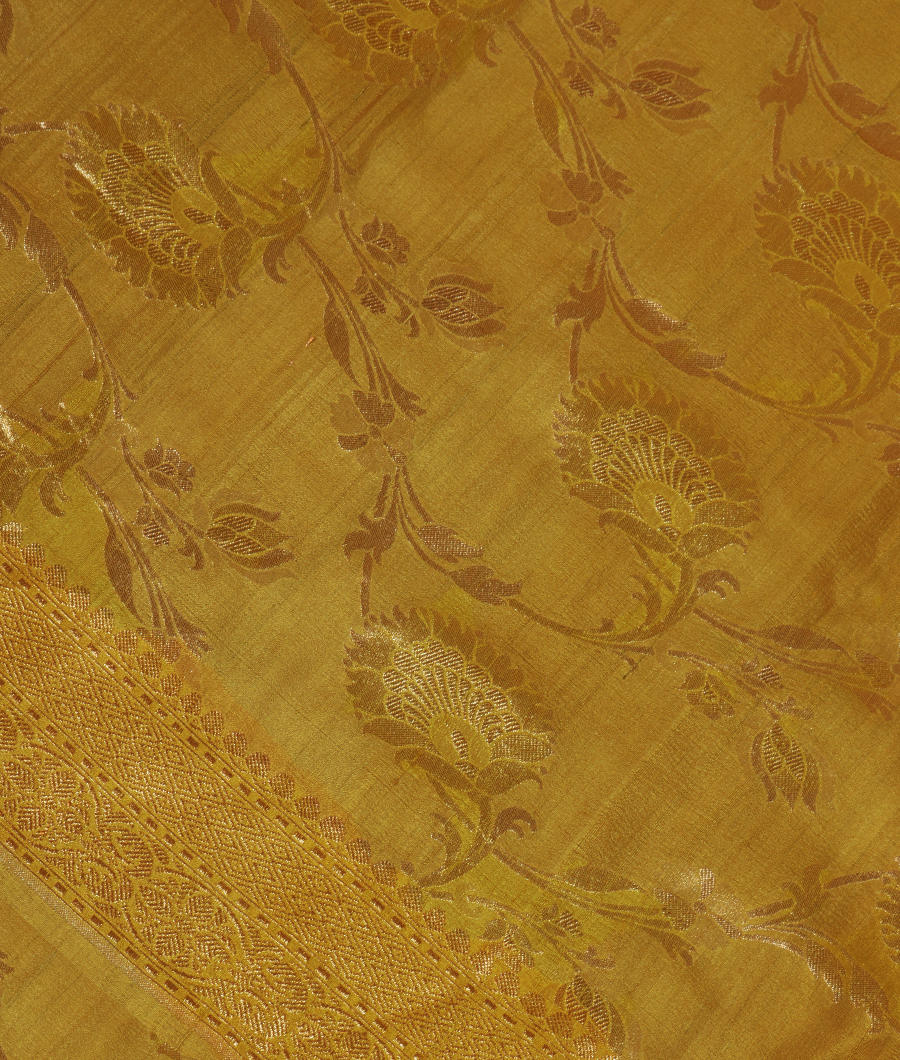 Yellowish Green Tussar Georgette Saree T300814-image