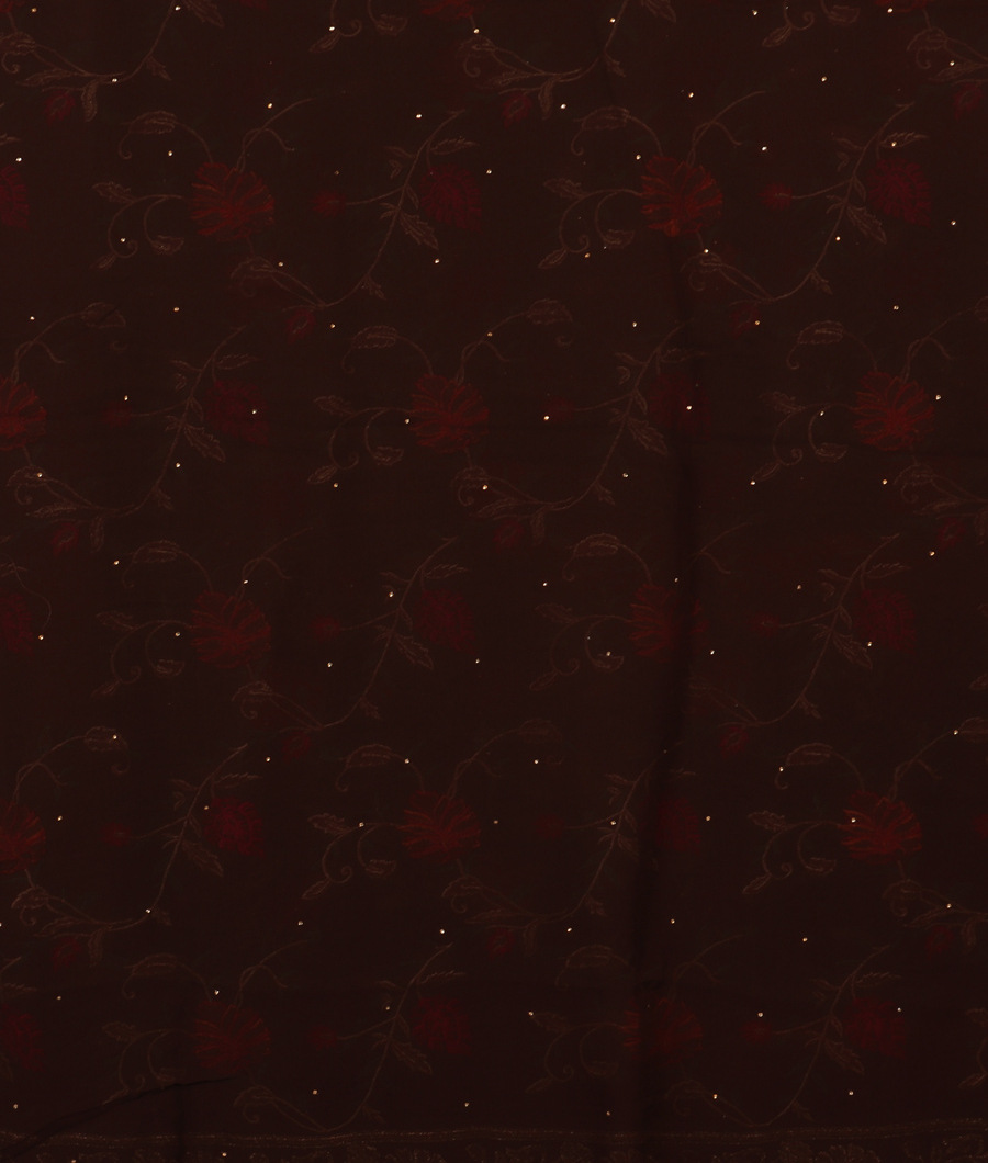 Brown Georgette Silk Embroidery Saree NG68283