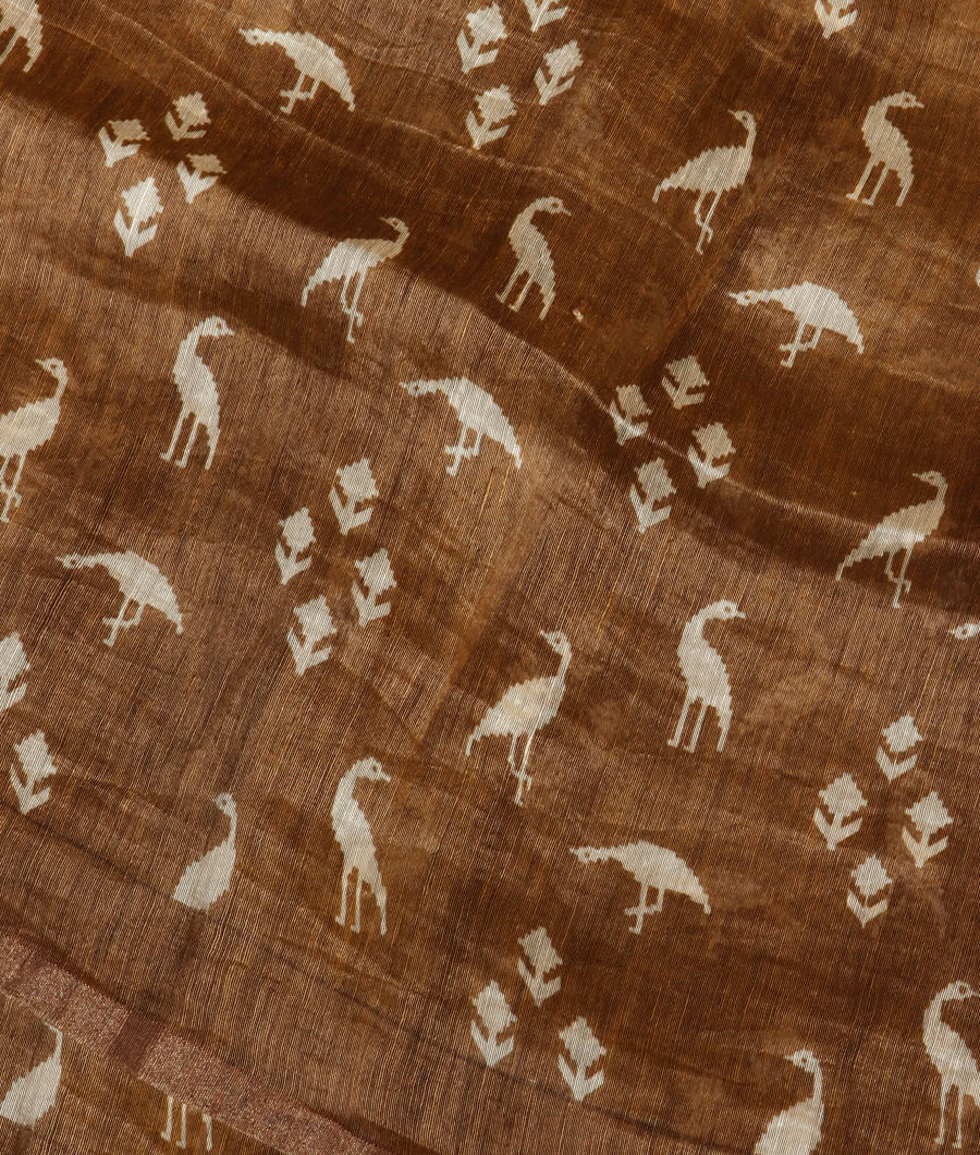Brown Linen Printed Saree T330194-image