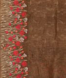 Brown Linen Printed Saree T3301943
