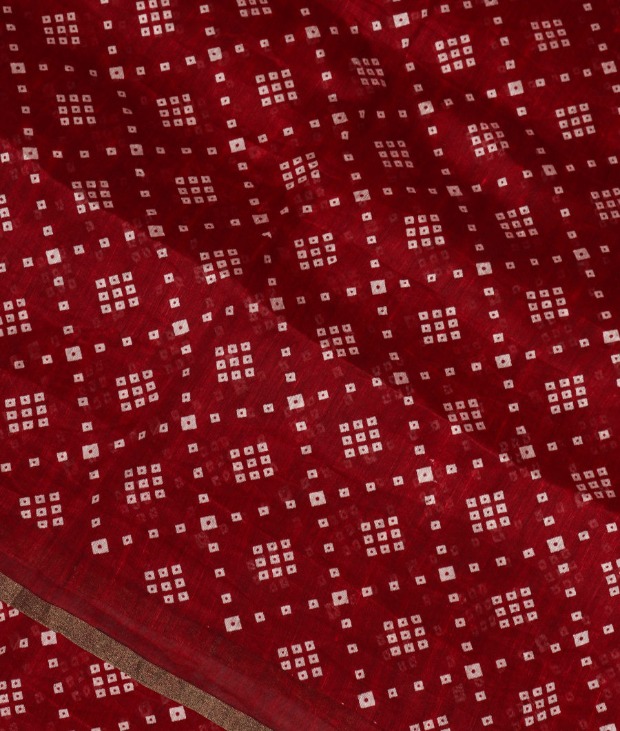 Maroon Linen Printed Saree T330233-image