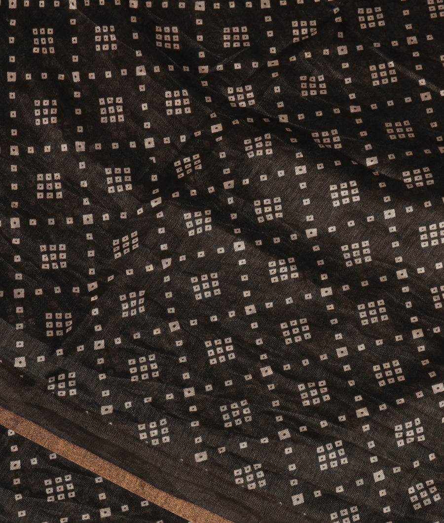 Black Linen Printed Saree T330240-image