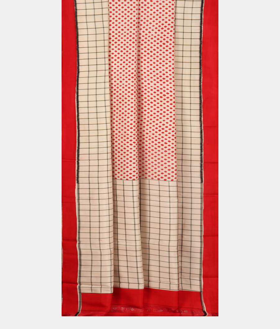 White Ikat Silk Saree T2634192