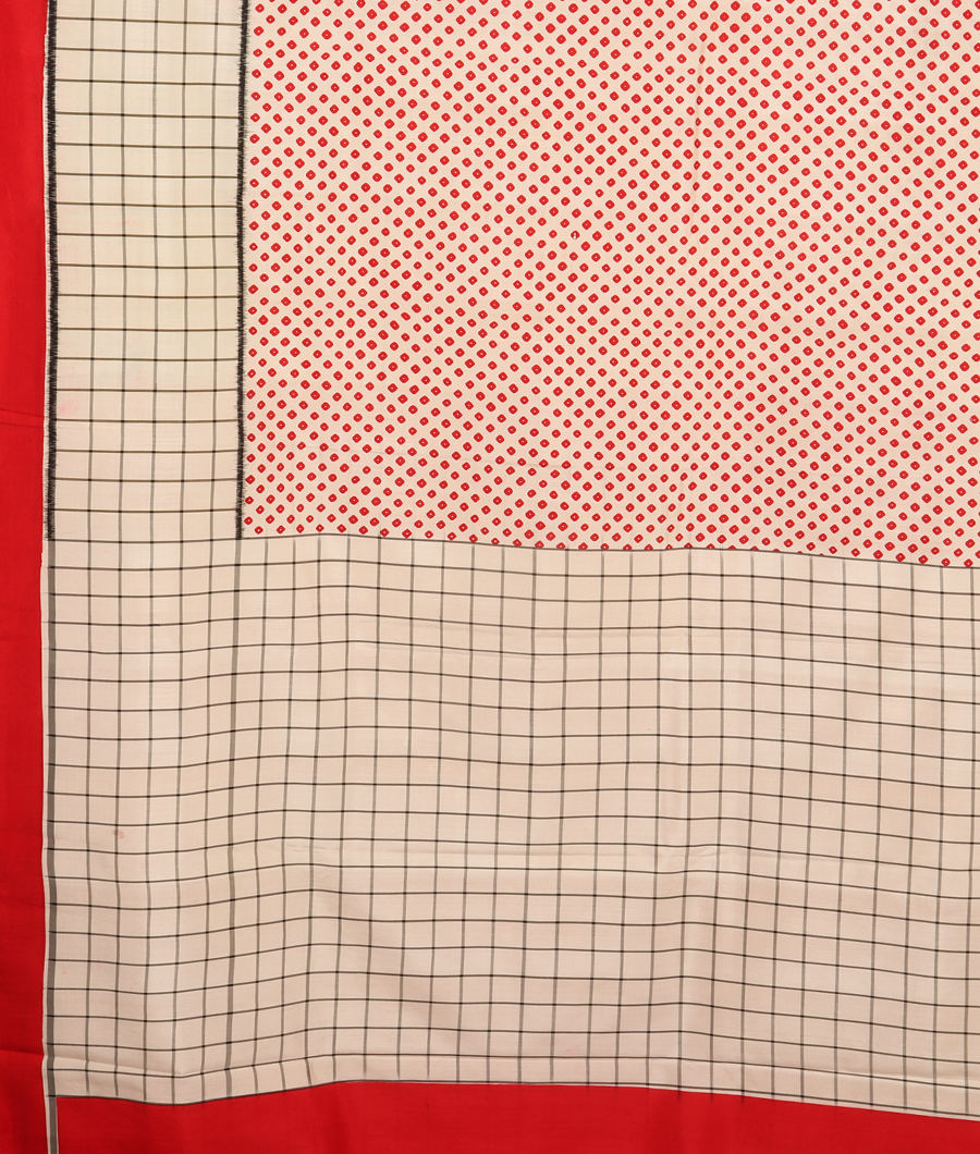 White Ikat Silk Saree T2634194