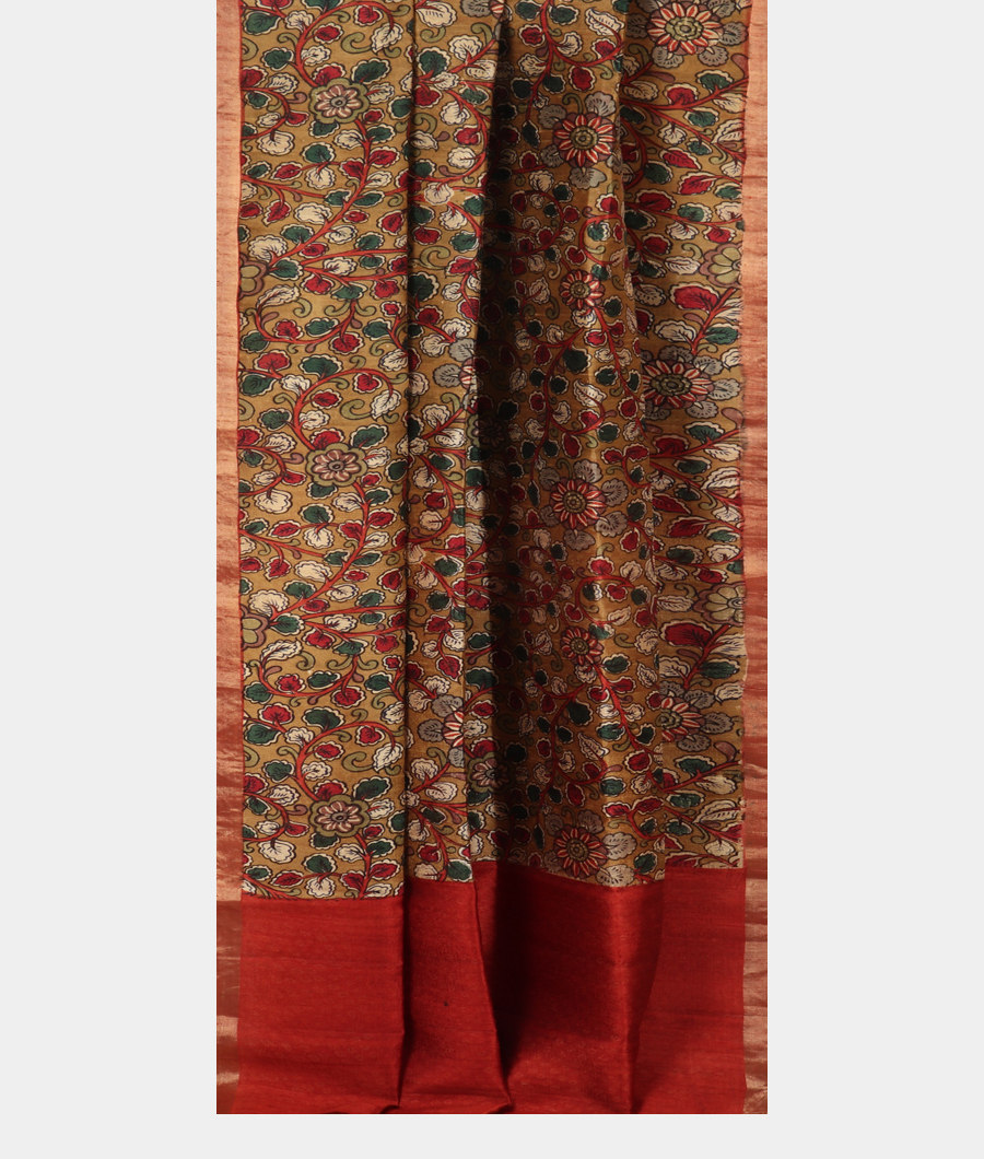 Green Printed Raw Silk Saree T3320082