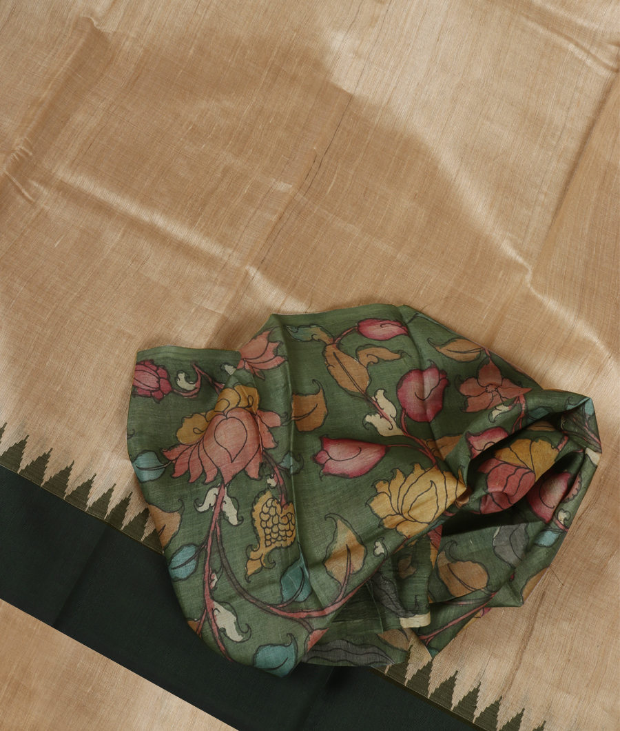 Beige Woven Tussar Saree T297283-image