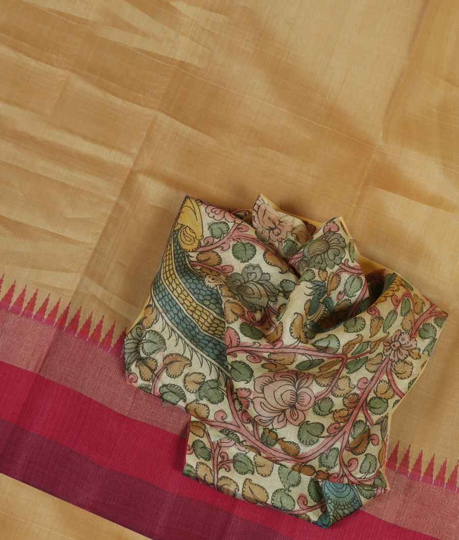 Beige Woven Tussar Saree T297273-image