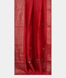 Red Linen Embroidery Saree T3350702