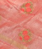 Pink Linen Embroidery Saree T3356701