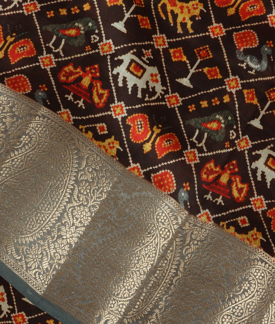 Deep Brown Chaniya Silk Saree T297343-image