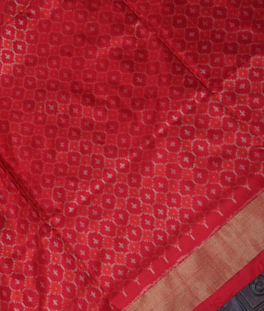 Grey Ikat Silk Saree T3332834