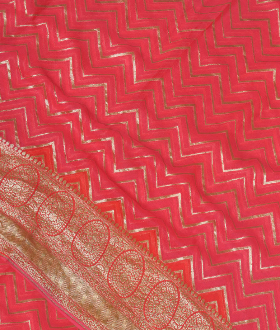 Pink Banaras Georgette Silk Saree T235599-image