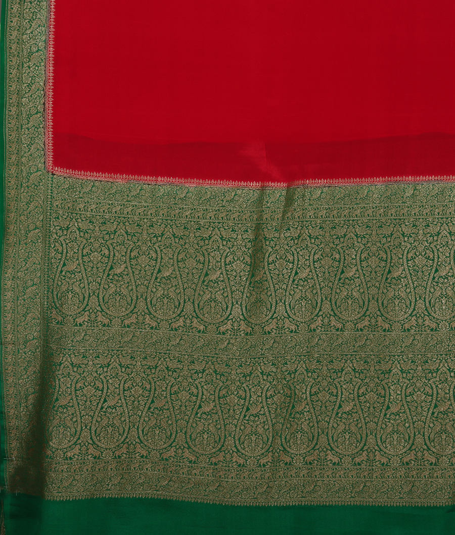 Red Mysore Silk Saree T2731394