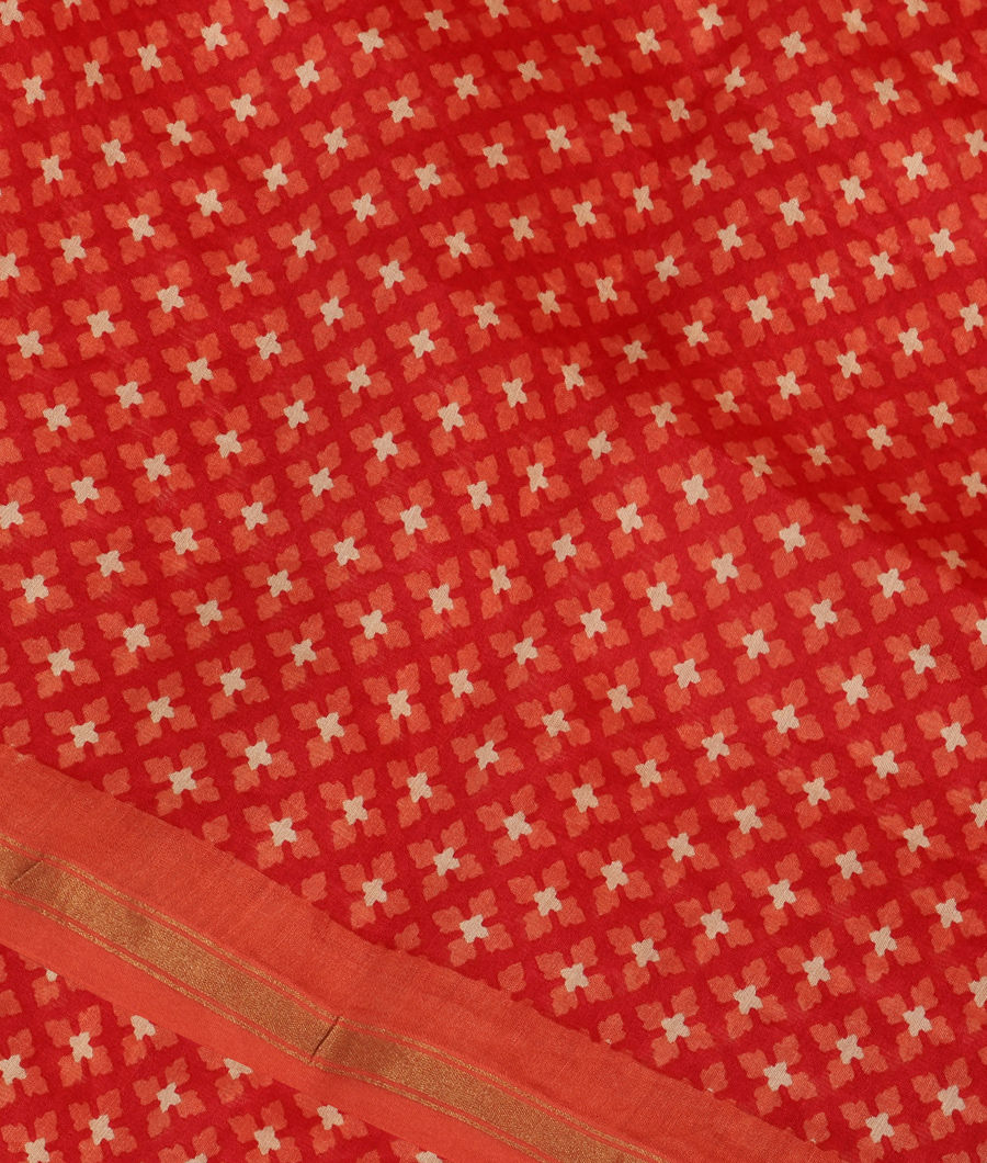 Red Soft Printed Cotton Saree T335153-image