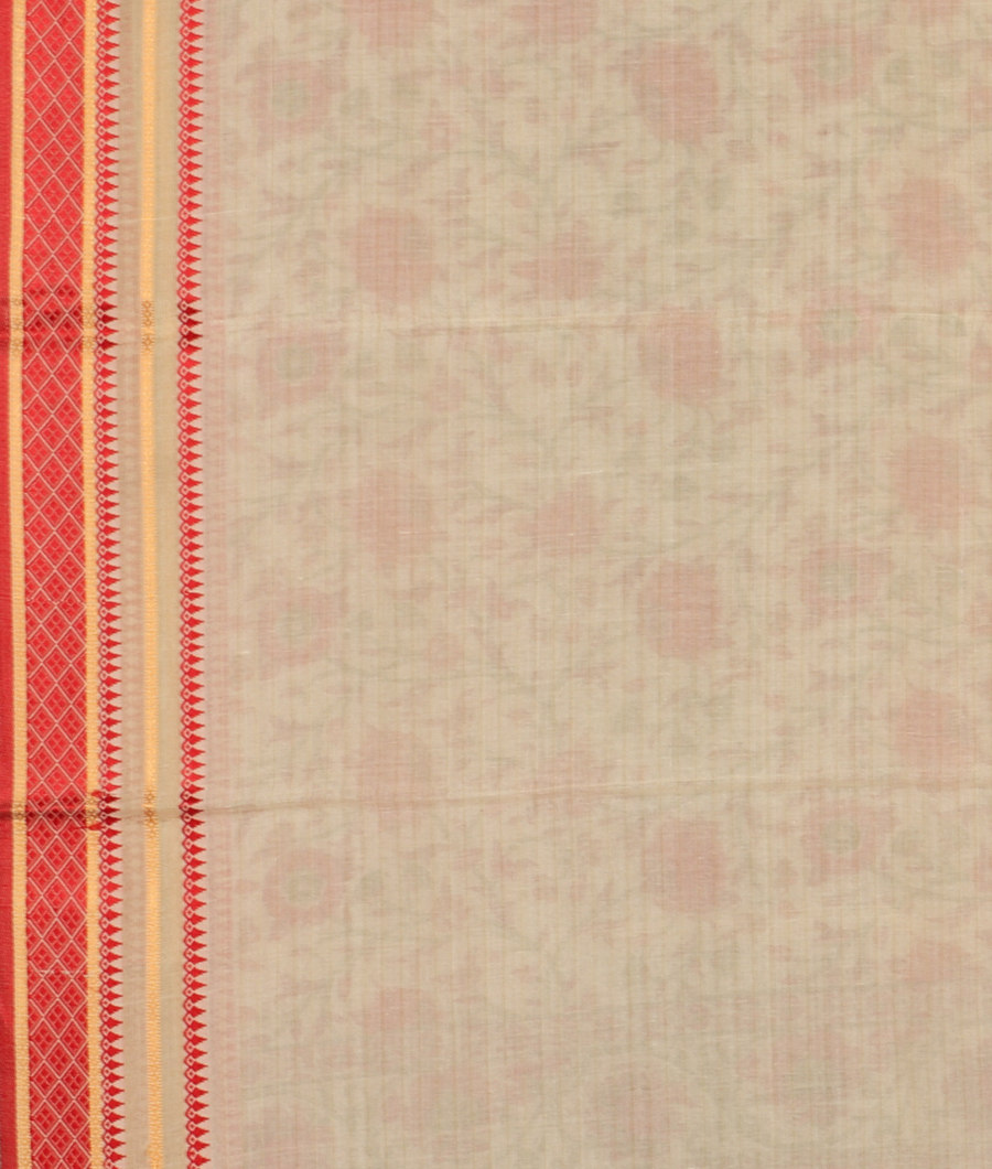 Off-White Soft Printed Cotton Saree T3188333