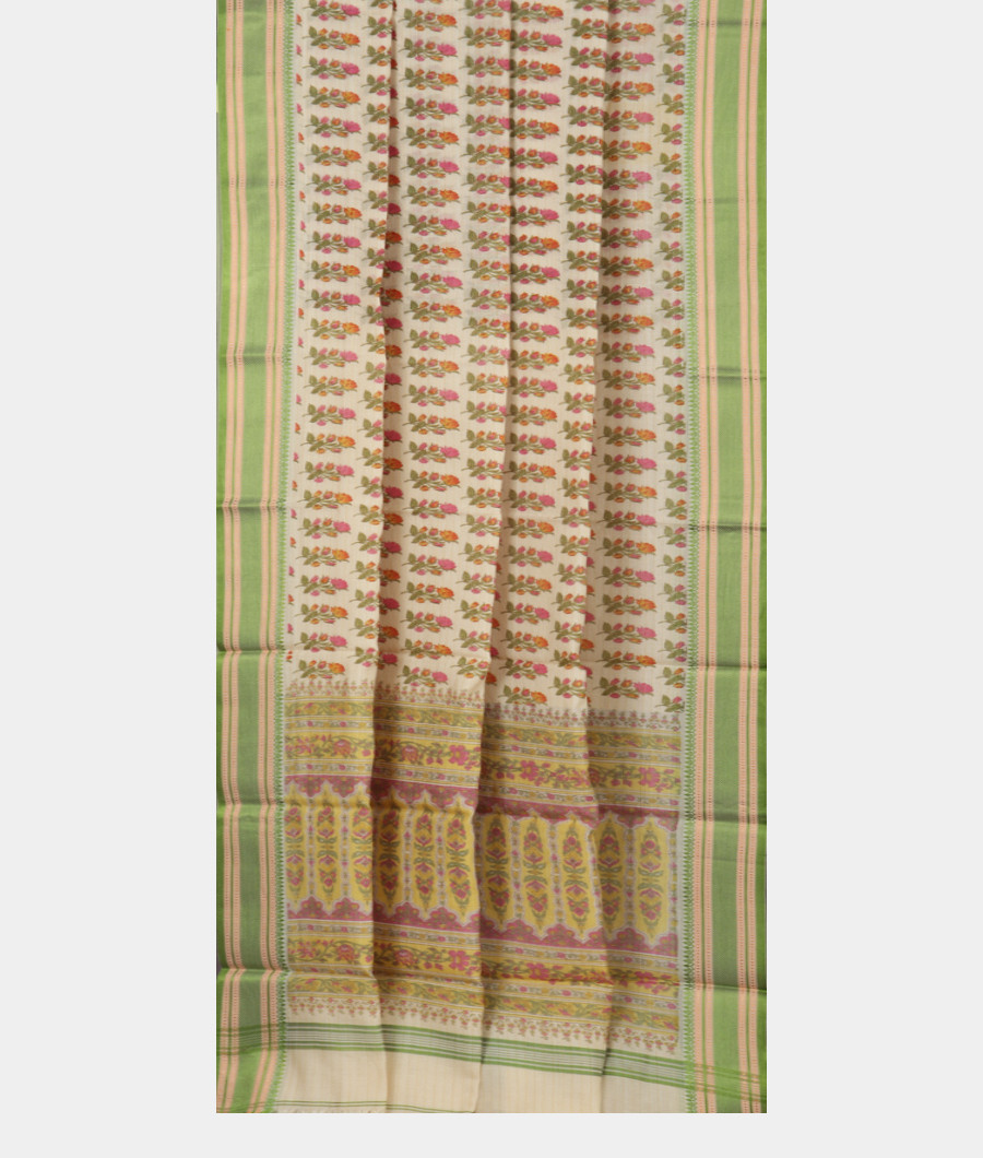 Off-White Soft Printed Cotton Saree T3188312