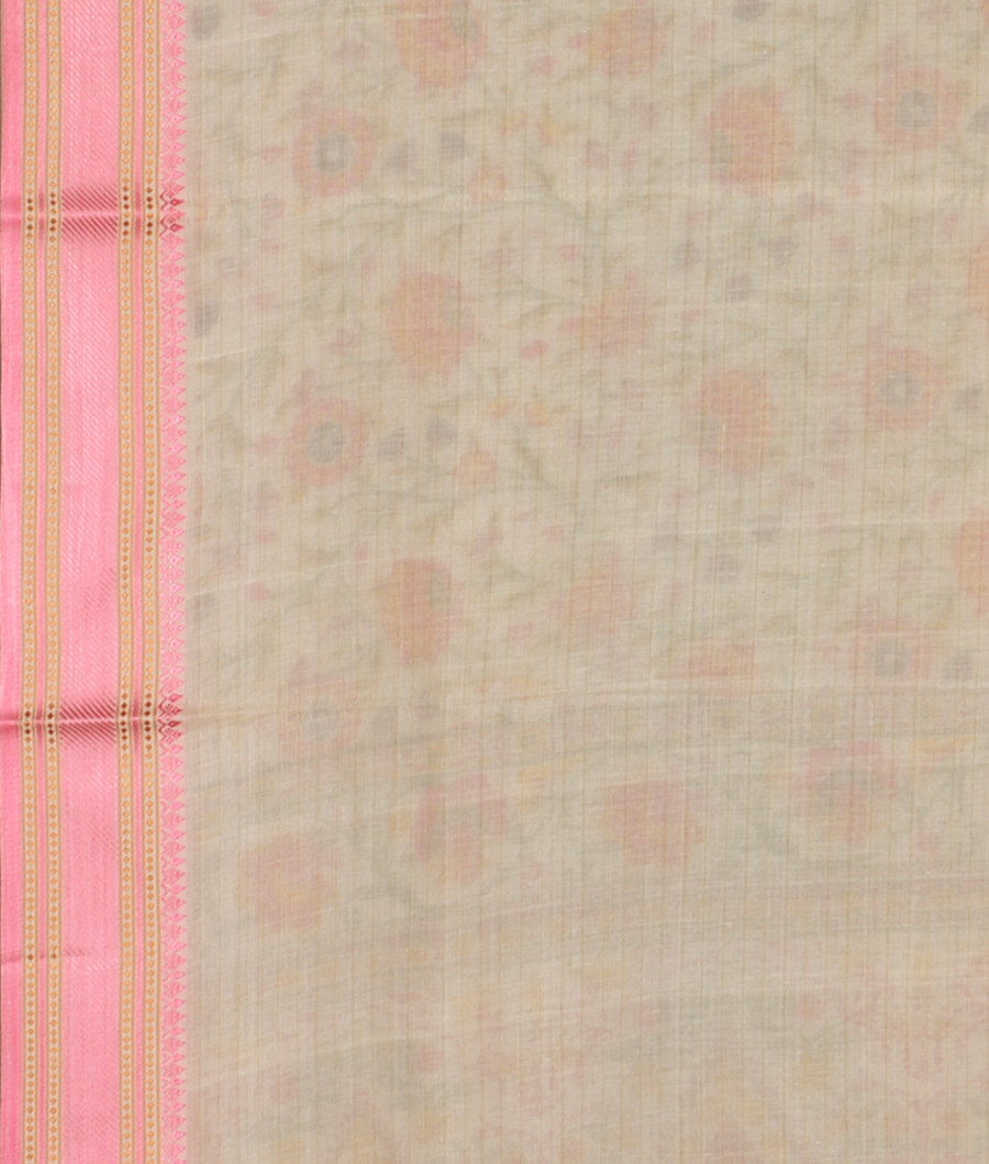 Off-White Soft Printed Cotton Saree T3188343