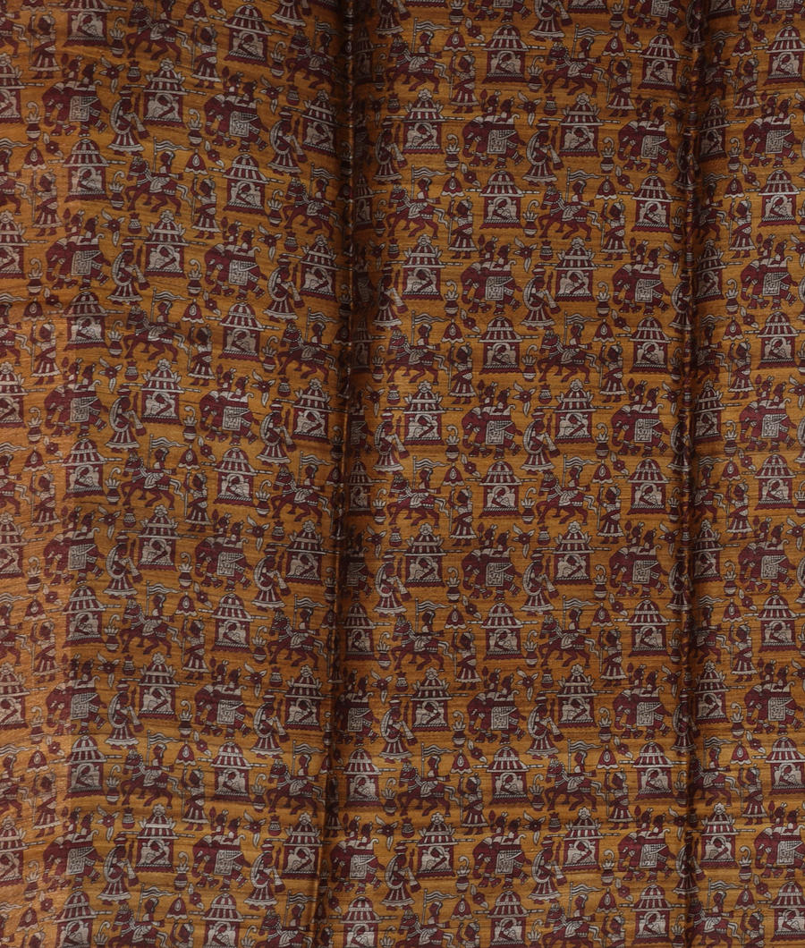 Brown Tussar Printed Saree T3206823