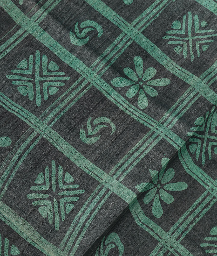 Grey Tussar Printed Saree T314330-image