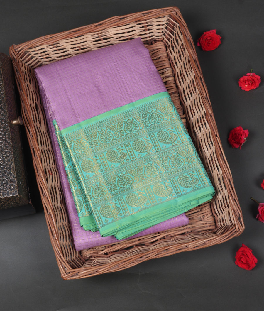 Lilac Handwoven Kanjivaram Silk Saree T286043-image