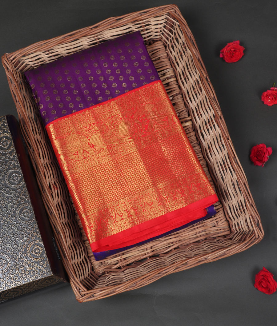 Purple Handwoven Kanjivaram Silk Saree T231100-image