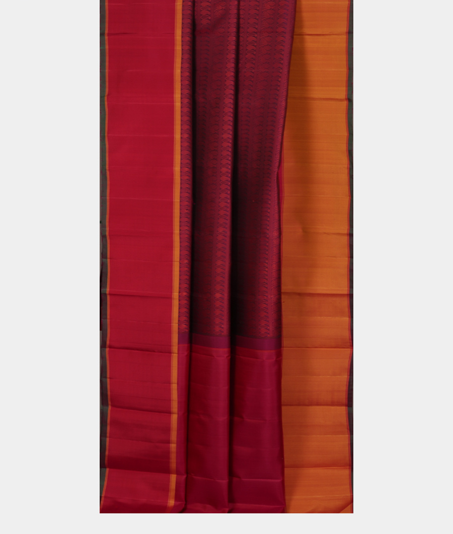Burgundy Handwoven Kanjivaram Silk Saree T3372422
