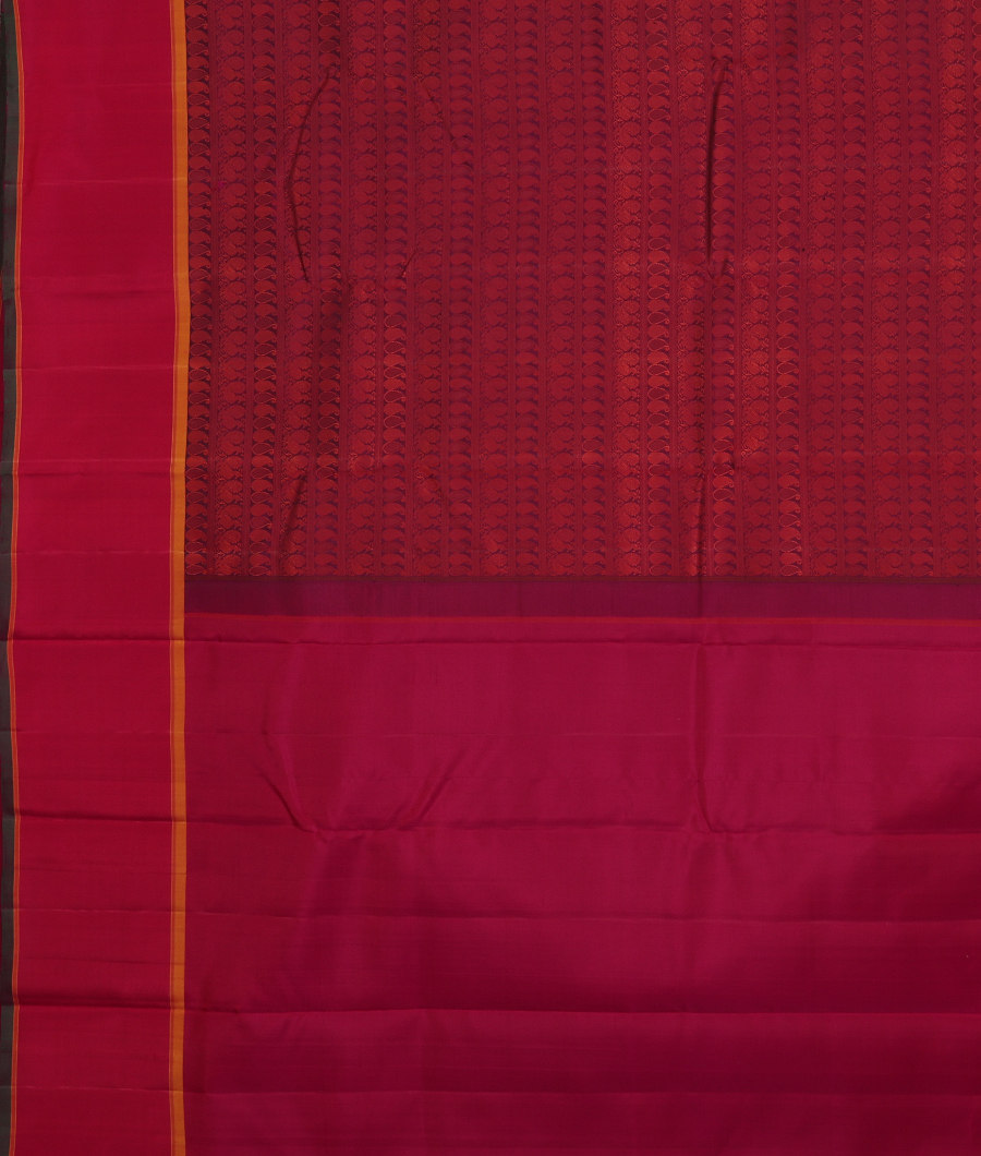 Burgundy Handwoven Kanjivaram Silk Saree T3372424