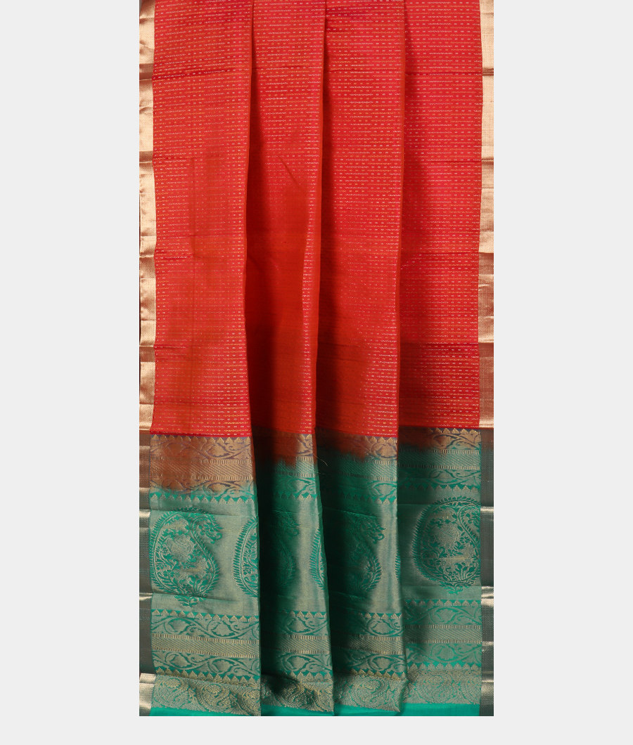Pinkish Orange Handwoven Kanjivaram Silk Saree T3362542