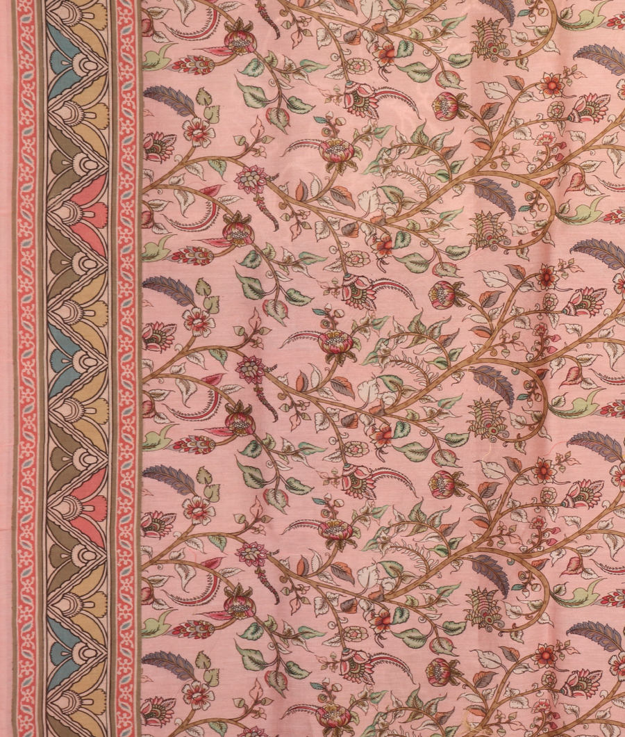 Cream Kora Organza Embroidery Saree T3348643