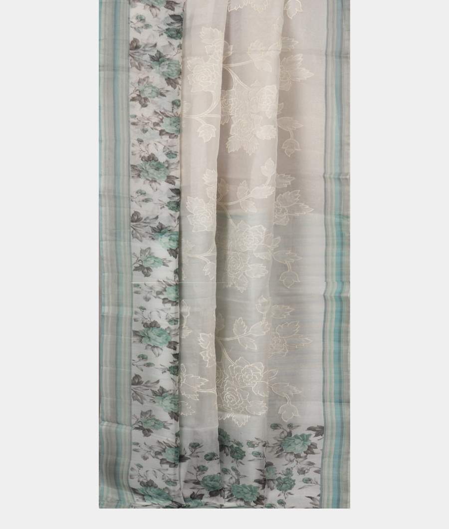 White Kora Organza Embroidery Saree T2874502