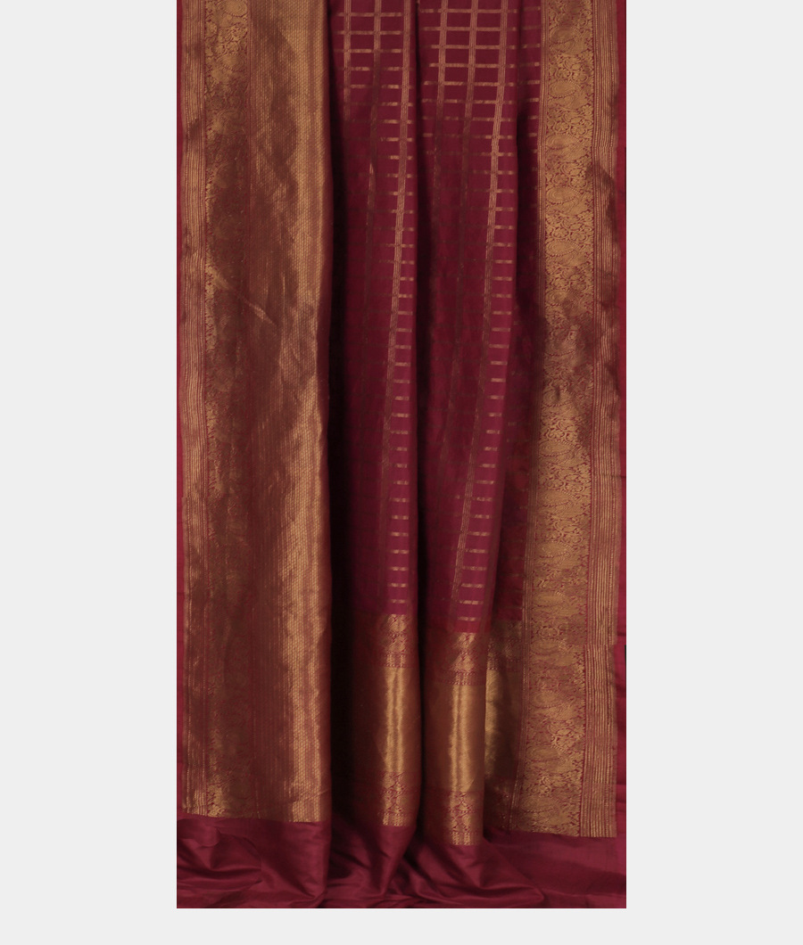 Burgundy Mysore Silk Saree T3238592
