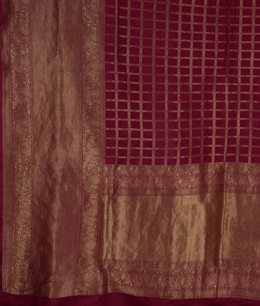 Burgundy Mysore Silk Saree T3238594