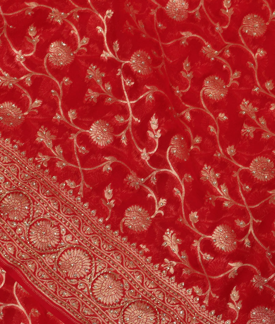Red Banaras Georgette Silk Saree T267769-image