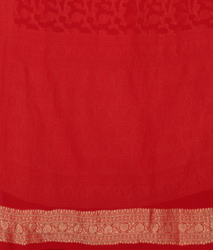 Red Banaras Georgette Silk Saree T2677693
