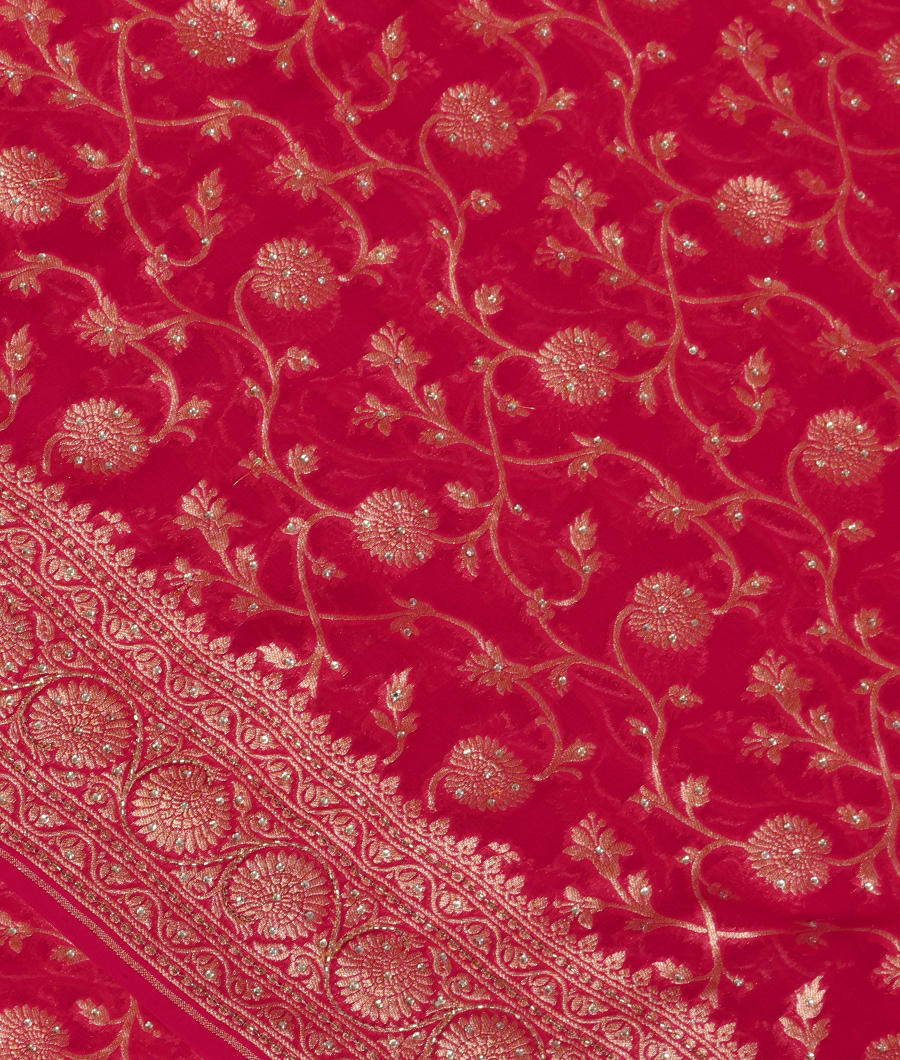 Pink Banaras Georgette Silk Saree T267772-image