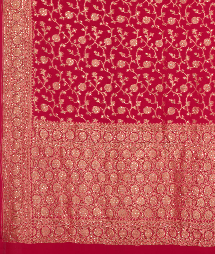 Pink Banaras Georgette Silk Saree T2677724