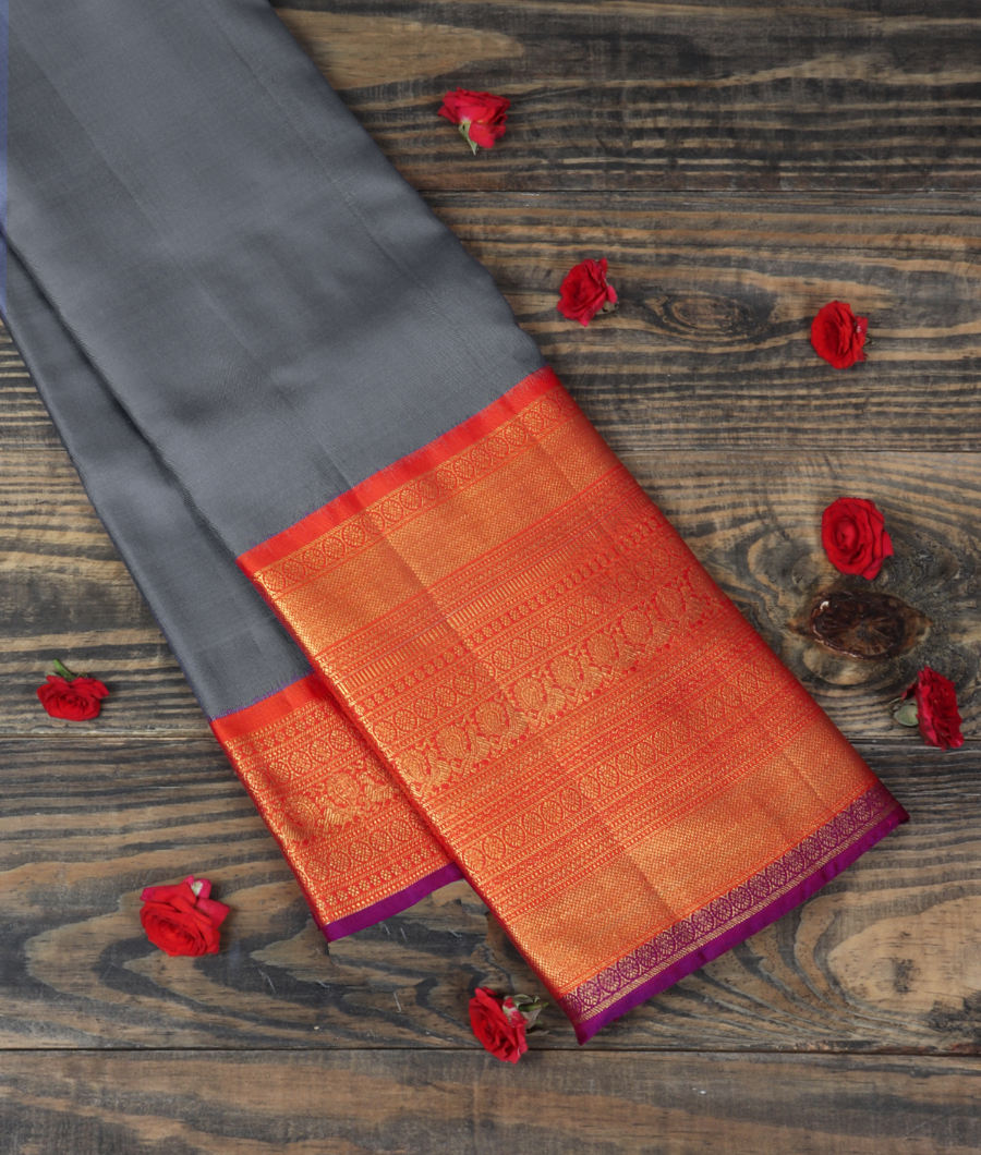 Grey Twill Kanjivaram Silk Saree T333414-image