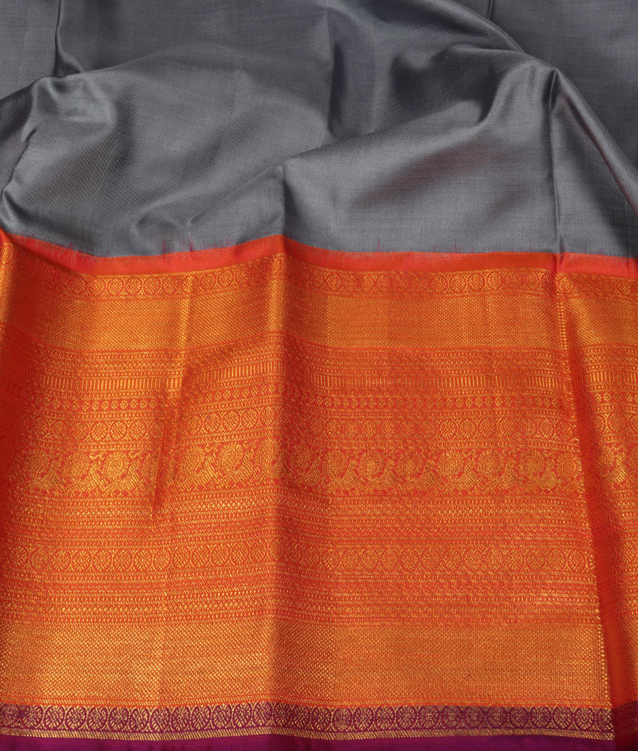 Grey Twill Kanjivaram Silk Saree T3334143