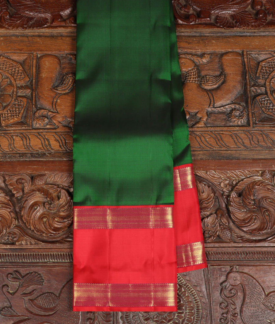 Bottle Green Handwoven Kanjivaram Silk Saree T329610-image