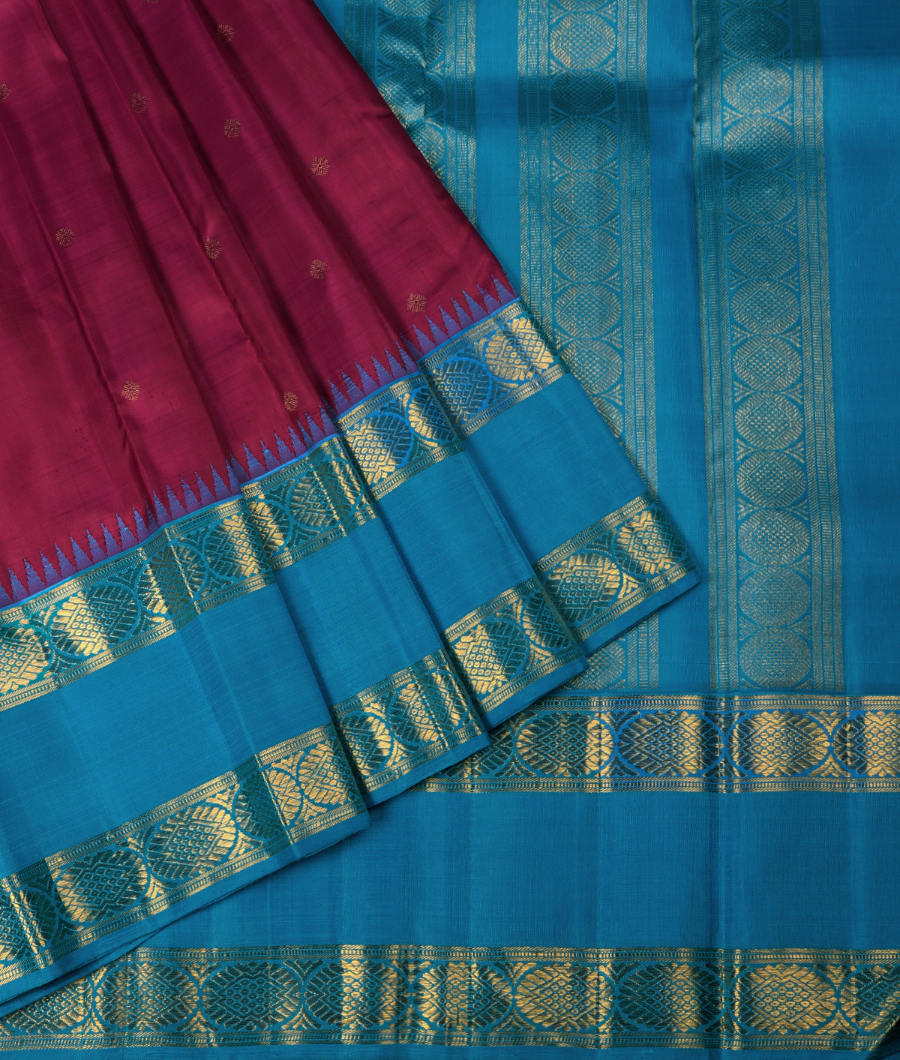 Dark Purple Handwoven Kanjivaram Silk Saree T3166182