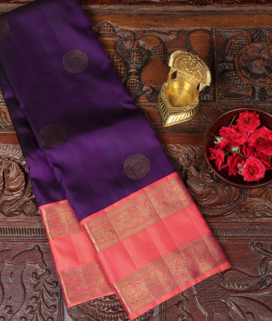 Women Fashion Clothes Dark Purple Silk Embroidered Saree|SARV147971