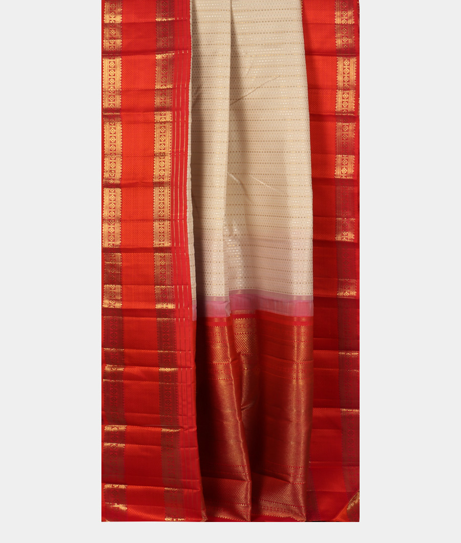 White Handwoven Kanjivaram Silk Saree T2608432