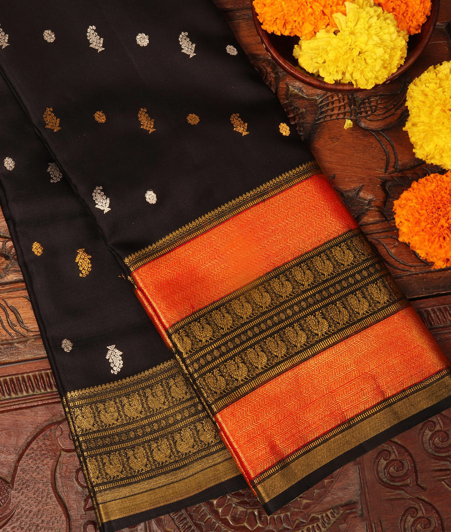 Black Twill Kanjivaram Silk Saree T326641-image