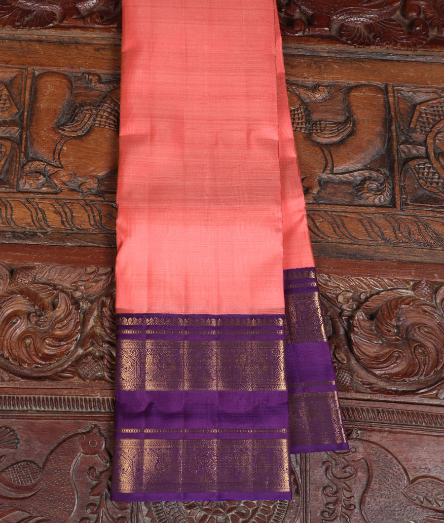 Salmon Pink Handwoven Kanjivaram Silk Saree T317720-image