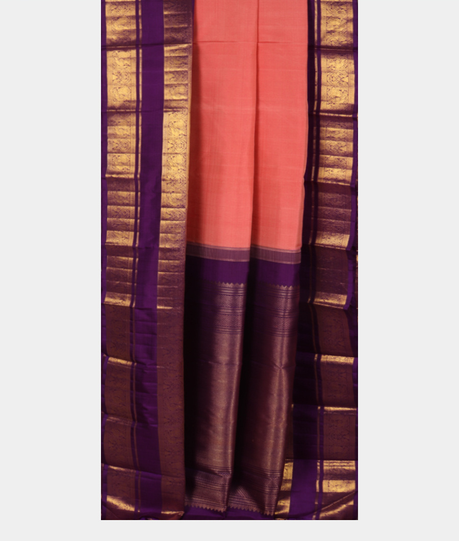 Salmon Pink Handwoven Kanjivaram Silk Saree T3177202