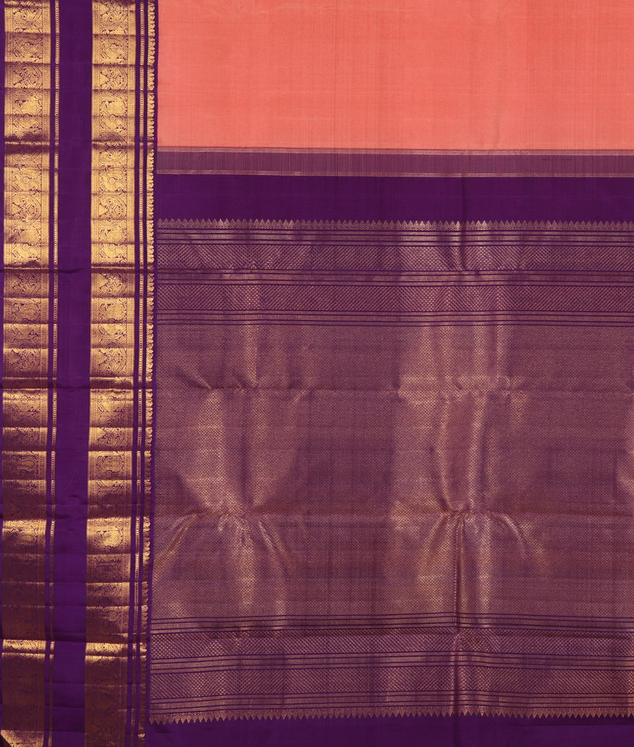 Salmon Pink Handwoven Kanjivaram Silk Saree T3177204